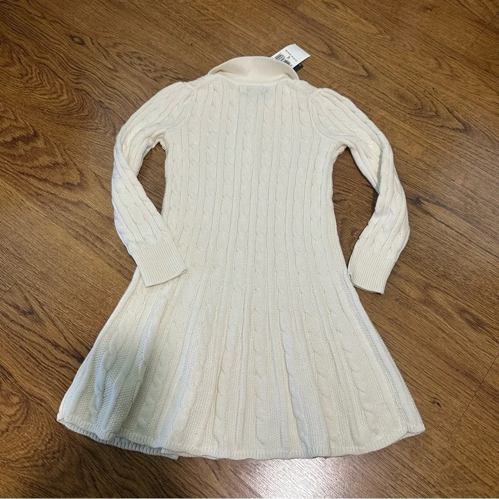 Polo Ralph Lauren Cream Cable Knit Kids Dress size 5 NWT long sleeve collar